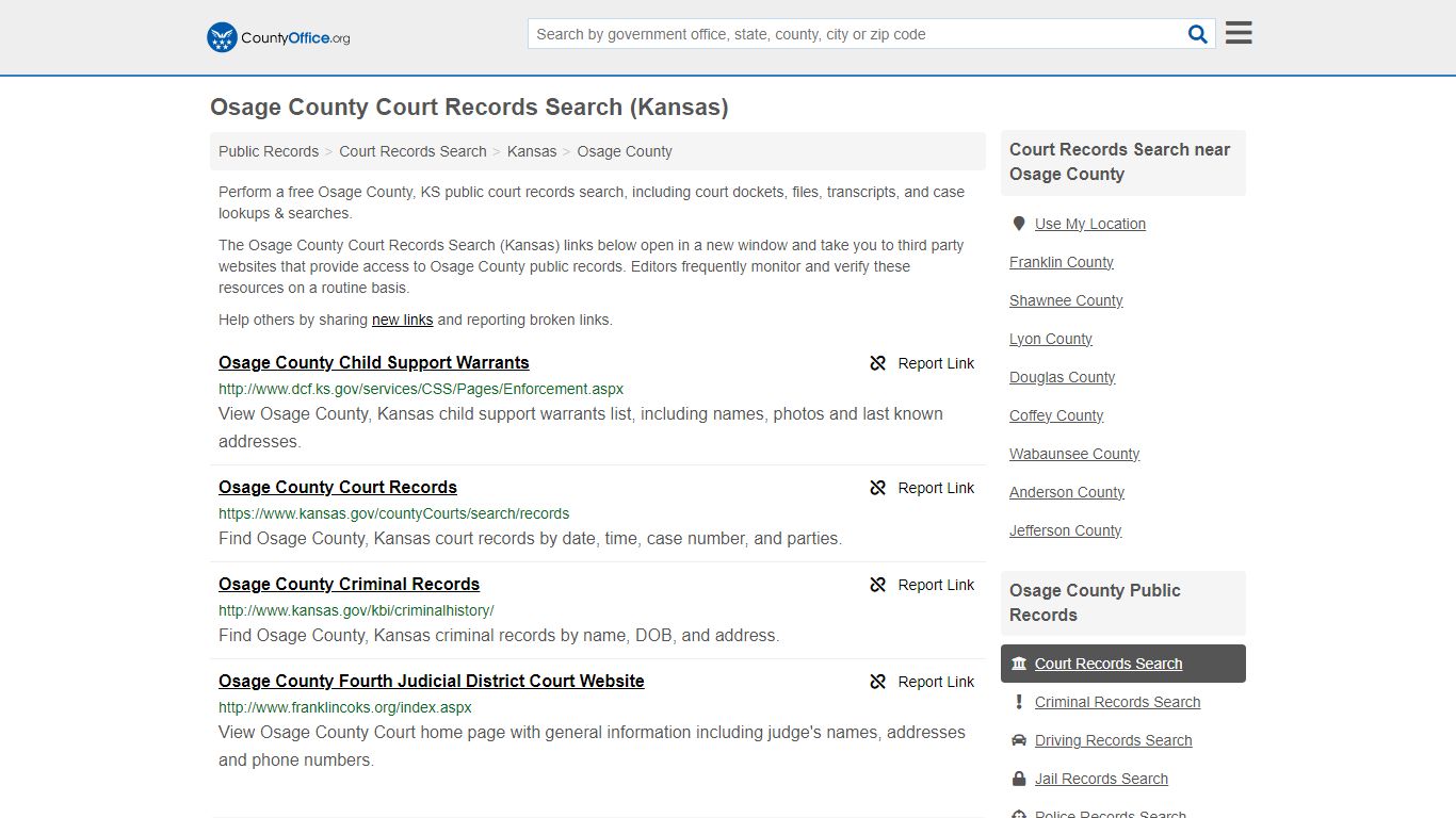 Osage County Court Records Search (Kansas) - County Office